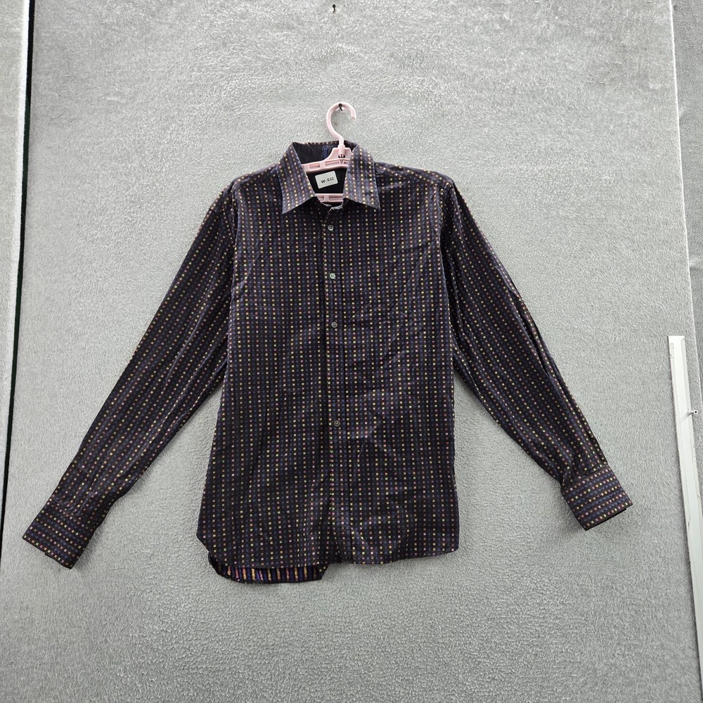 Ted Baker Men Button Up Shirt 3 Black Geometric Long Sleeve